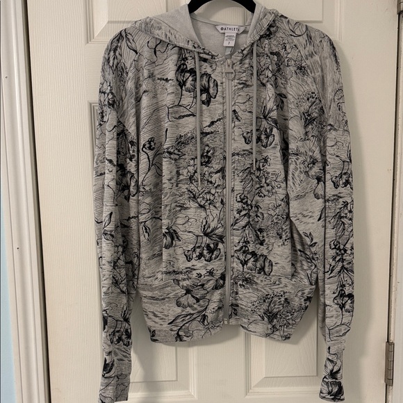 Athleta Black and Gray Floral Bomber Jacket size S - Picture 4 of 7